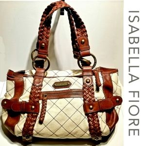 Isabella Fiore leather and canvas satchel tote bag